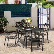 Nuu Garden Stacking Wrought Iron Outdoor Patio Bistro Chair 2 Pack