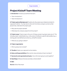 project kickoff meetings with template