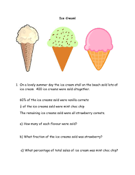 Percentages Fractions Ice Cream