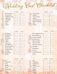 Free Printable Wedding Cost Checklist A Dream Wedding To