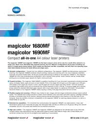 The magicolor 1690mf is a network color laser aio with a 2009 street price of $300 usd. Magicolor 1680mf Magicolor 1690mf Manualzz