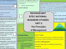 Btec Business Unit 6 The Principles Of Management Complete Bundle