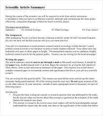 Article Summary Sample 6 Documents In Pdf