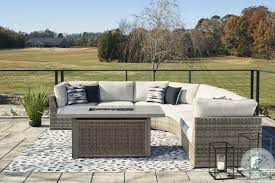 Calworth Beige Outdoor Curved Sectional