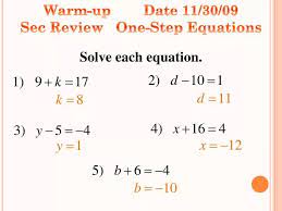 Sec Review One Step Equations