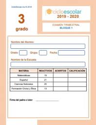 33%(3)33% encontró este documento útil (3 votos). Examen Trimestral Bloque 1 Tercer Grado 2019 2020 Ciclo Escolar Centro De Descargas