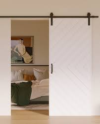 Geometric White Painted Barn Door