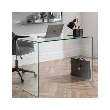Amalfi Bent Clear Glass Computer Desk