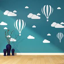 White Clouds Hot Air Balloon Wall