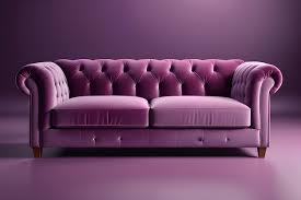pink leather sofa in purple interior