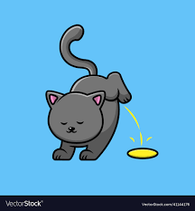 Cute cat peeing cartoon icon Royalty Free Vector Image