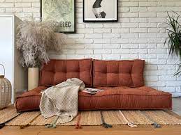 Floor Sofa Boucle Seat With Backrest