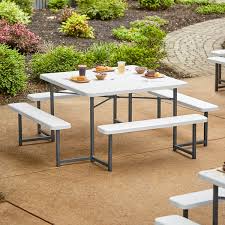 Square White Picnic Table