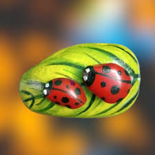 grab ladybug pebble art handcrafted
