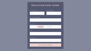 registration form in html and css
