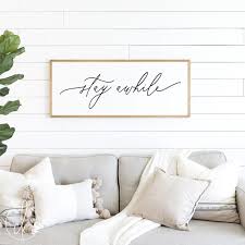 Stay Awhile Wood Sign Entryway Decor