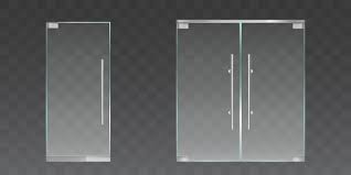 The most common glass door styles: Free Vector Clear Glass Doors Set