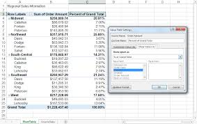 pivot table percentage of total