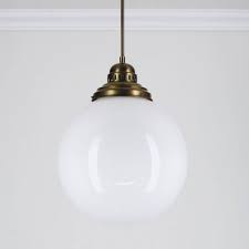 Large Brass Deco Globe Ceiling Lamp