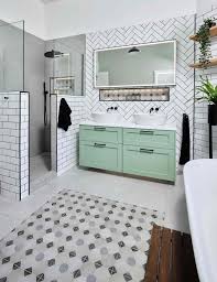 green furniture and eclectic tiles