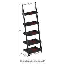 5 Shelf Ladder Bookcase Leaning Shelves