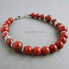 Red Jasper Stone Mens Bracelet Beaded Red Jewelry for Men and - Etsy