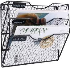 Next, unroll your wire along the outside of the fence, and clip it to the post at the other end of the fence. Amazon Com Pag Wall File Holder Hanging Mail Organizer Metal Chicken Wire Wall Mount Magazine Rack 3 Tier Black Office Products