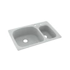 swan ks03322ls 053 2c 33 l x 22 w double basin dual mount kitchen sink faucet drillings 2 hole 2c finish gray