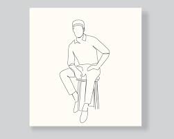 man sit on chair line art or continuous