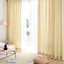linen style yellow gingham check curtains