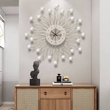 Metal Wall Clock Solid Wooden Beads