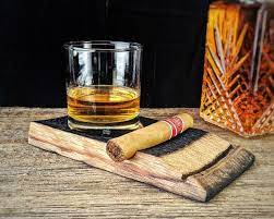 Rocks Whiskey Glass With Cigar Holder