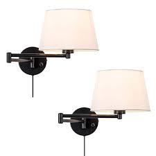 Light Black Plug In Swing Arm Wall Lamp