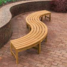 Curved Teak Outdoor Bench Circa