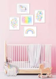 Girl Nursery Art Set Pastel Rainbow