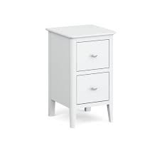 white narrow bedside table night