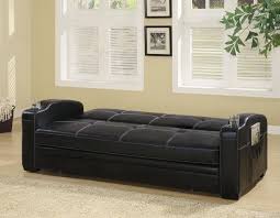 300132 black faux leather sofa bed w