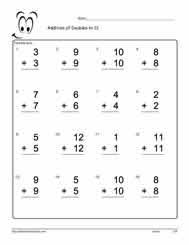 adding doubles worksheets