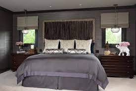 black and purple main bedroom