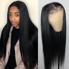 Hmd 30 inches long black wig straight hair wigs for women natural looking middle part wigs long straight black wig synthetic heat resistant fiber daily party wear (color:black). Straight Lace Front Wigs Virgin Hair 180 Density For Black Women West Kiss Hair