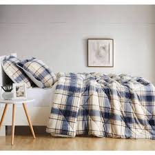 Truly Soft Cuddle Warmth King Comforter Set Blue Plaid