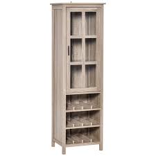 Homcom Tall Wine Cabinet Bar Display Cupboard With 12 Bottle Wine Rack Glass Door And 3 Storage Compartment For Living Room Home Bar Grey Oak