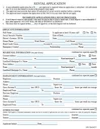 Rent Lease Application Rental Property Form Free House