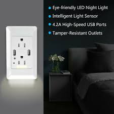 With Led Nightlight 4 2a Smart High Speed Usb Outlet Home Wall Socket Panel Plug Ebay