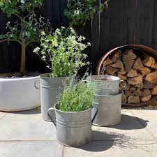 Vintage Galvanised Metal Garden Planter