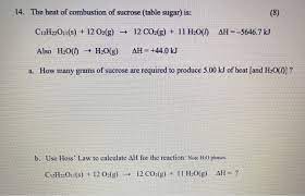Of Combustion Of Sucrose Table Sugar