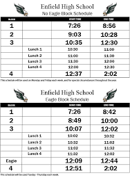 bell schedule enfield high