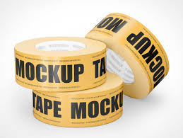 yellow duct tape rolls psd mockup psd