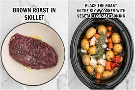 slow cooker venison roast eating on a