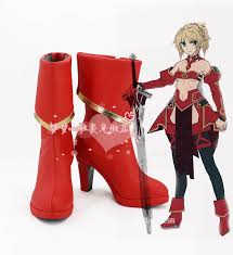 FGO Fate Grand Order Saber Mordred Red Shoes Boots Cosplay Shoes | eBay